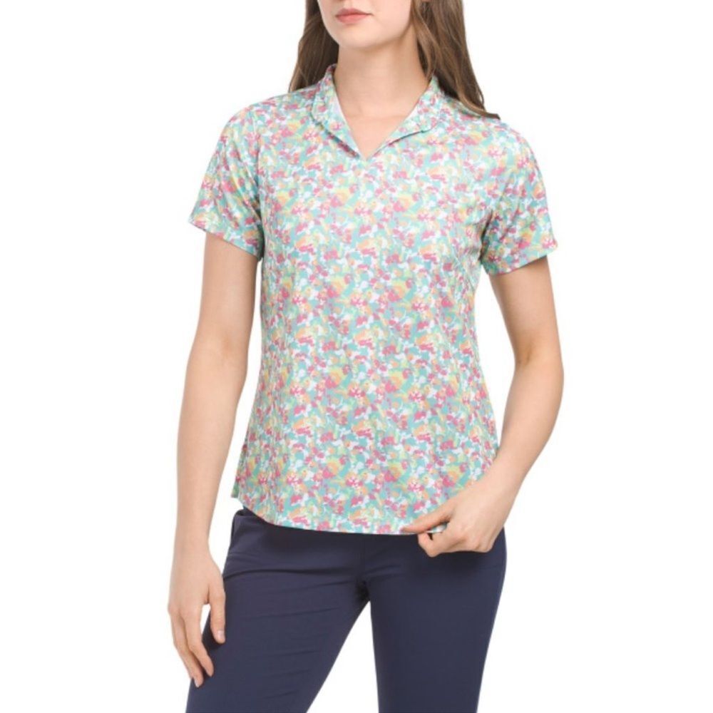 BERMUDA SANDS Monica Aquamarine Upf 50 Short Sleeve Top Mukti Color NWT in packg